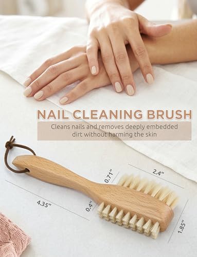 Dual-Sided Nail Brush with Natural Bristles and Wood Handle