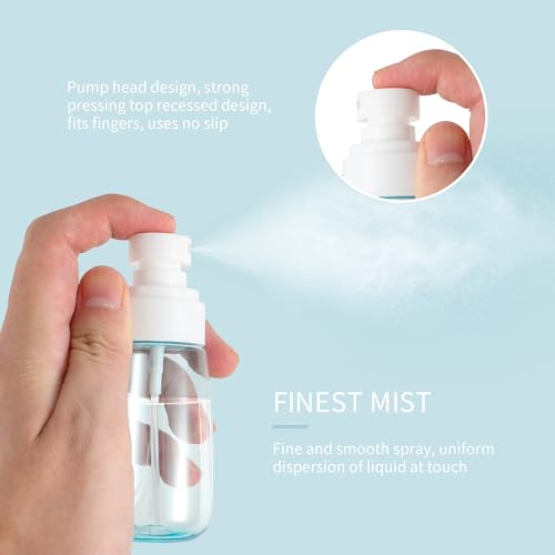 27 Pcs Travel Spray Bottle 60ml/2oz Leak Proof Fine Mist Spray Bottles Empty Mini Makeup Face Spray Bottle Clear Refillable Travel Containers for Perfume Cosmetic Essential Oil, 3 Color(360pcs Labels)