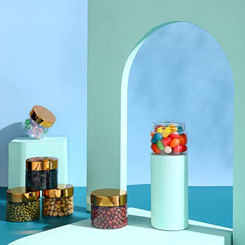 SATINIOR 24pc Clear Plastic Jars with Gold Lids - 2oz Round Storage Containers