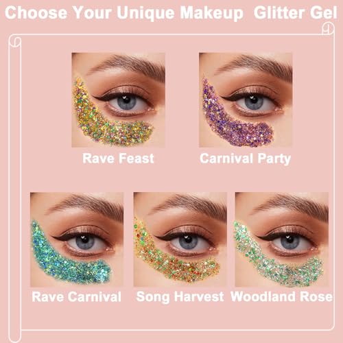 Boko 50ML Chunky Glitter Gel - Gold Purple Green