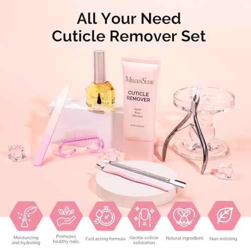 MelodySusie Cuticle Remover Kit,60g Cuticle Remover Cream 15ML Cuticle Oil,Cuticle Nipper Trimmer Pusher, Nail File and Brush for Cuticle Softener & Moisturize Manicure Kit for Nail Care
