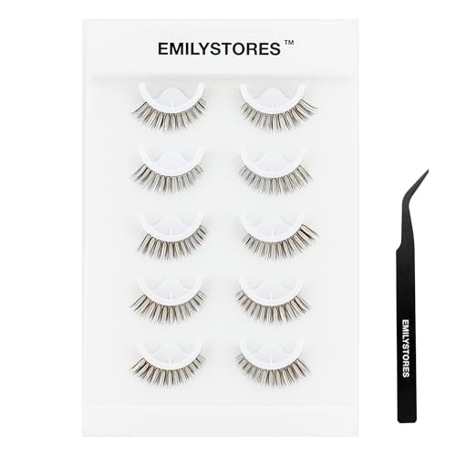 Brown Pre-Glued Self-Adhesive Eyelashes - 5 Pairs Reusable