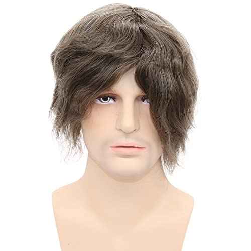 European Human Hair Toupee for Men Soft Full Swiss Lace Hair Replacement System Hairpieces 10"x8" Straight #7 Lightest Brown Color