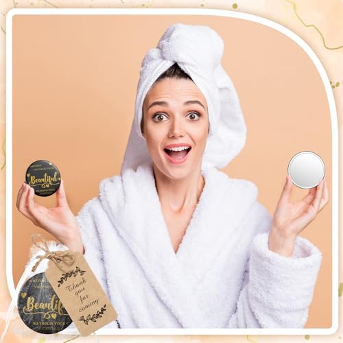 Tradder 50 Sets 2.76 Inch Inspirational Appreciation Gifts Compact Mirrors Bulk for Women Quinceanera Small Pocket Makeup Mirrors Suffer Items for Bridal Souvenir Graduation