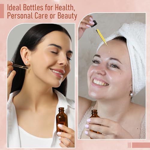 12 Pack 1oz Amber Glass Dropper Bottles with Funnels