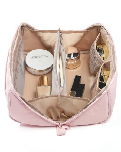 Travel Makeup Bag for Women, Lay-Flat Organizer