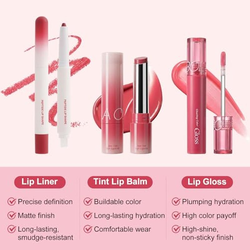 3-Piece Lip Combo Set: Matte Liner, Hydrating Lipstick & Gloss