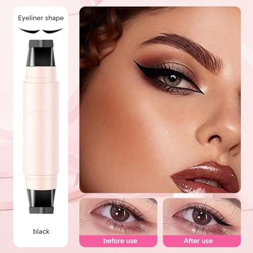Rotating Eyeliner Stamp Pen - 2pc Wing Kit with 100 Cotton Swabs