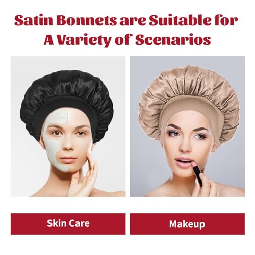 Silk Bonnet for Sleeping - 2Pc Set with Elastic Band