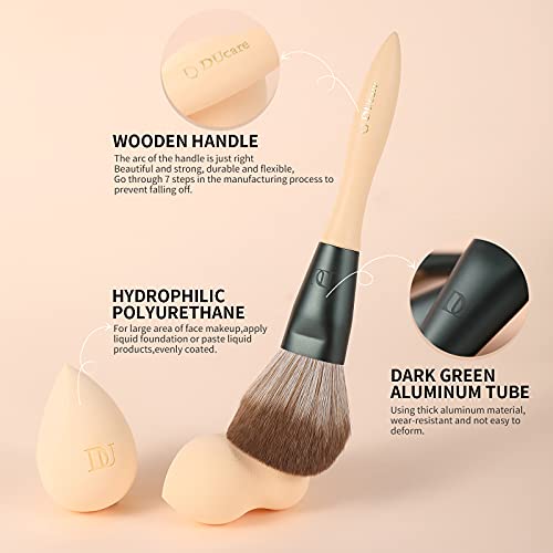 DUcare Makeup Brushes 14Pcs with 3Pcs Makeup Spong & Cosmetic Bag & Oil Blotting Sheets for Face