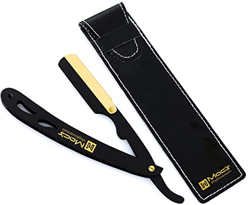 Macs Black & Gold Stainless Steel Straight Razor with Exchangeable Blade