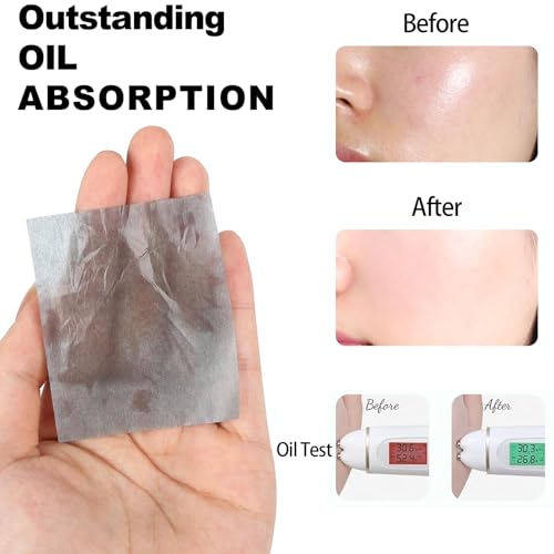 Oil Blotting Sheets for Face - 500 Sheets with Mirror & Puff
