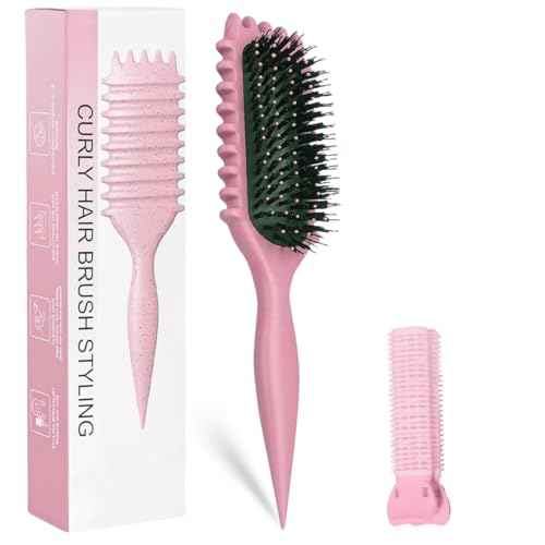 Bewelio- Curl Defining Brush for Wet Curly Hair, Curly Hair Brush (Pink)