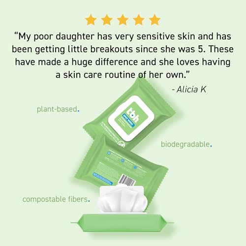 TBH Kids Spot Face Cleansing Wipes ? Gentle Daily Skincare for Preteens & Teens with Oily, Dry & Sensitive Skin ? Salicylic Acid & Witch Hazel ? Paraben-Free & Dermatologist-Approved ? 30 count