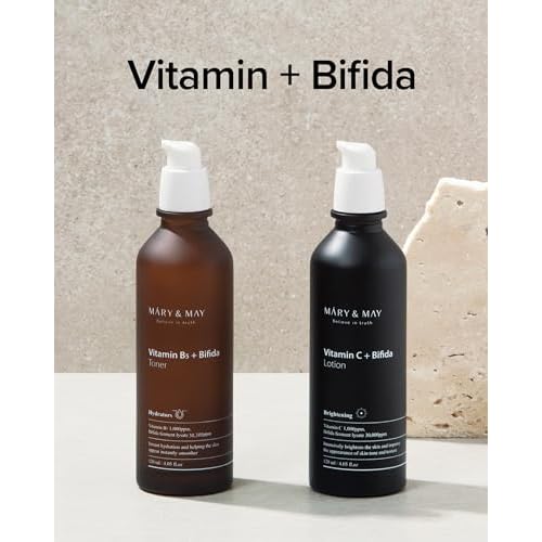 Mary&May Vitamin B5 + Bifida Toner - Nourishing Face Toner for Enhanced Skin Barrier Strength and Moisture Retention - 30,000ppm Bifida Fermentation & 1,000ppm Vitamin B5, 4.06 fl.oz.