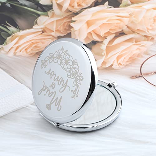 Zuo Bao Wedding Compact Mirror Bridesmaid Gift Maid of Honor Makeup Mirror Wedding Proposal Gift for Bridesmaid Flower Girl (Maid of Honor)