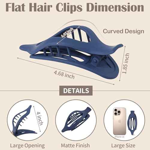 9 Pack Flat Hair Clips for Women, Matte Claw Clips for Thick & Thin Hair (Multicolor)