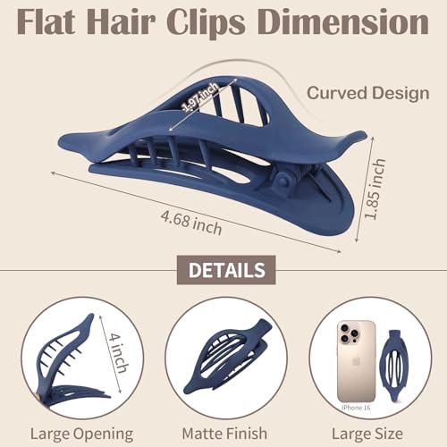 Multicolor Flat Hair Clips for Women - Matte Claw Clips for Thick & Thin Hair - Mandydov