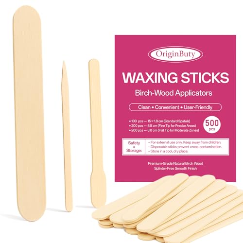 Salon-Grade Birch Wood Wax Applicator Sticks ? 3 Styles 500-Pack Splinter-Free Spatulas for Body, Face & Brows