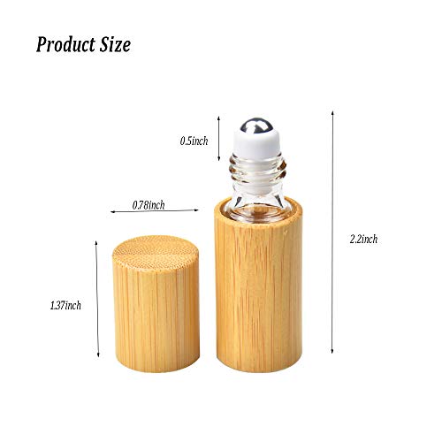 Bamboo Essential Oil Roller Bottles - 5ML, 12 Pack