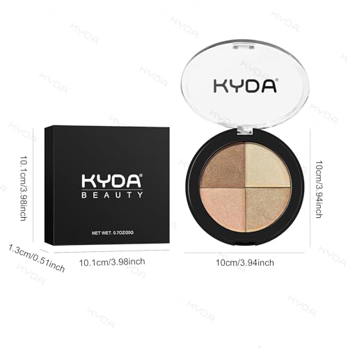 KYDA 4 Colors Eyes & Cheek Glow Palette - Full Size Shimmer Makeup Set for Mature Skin