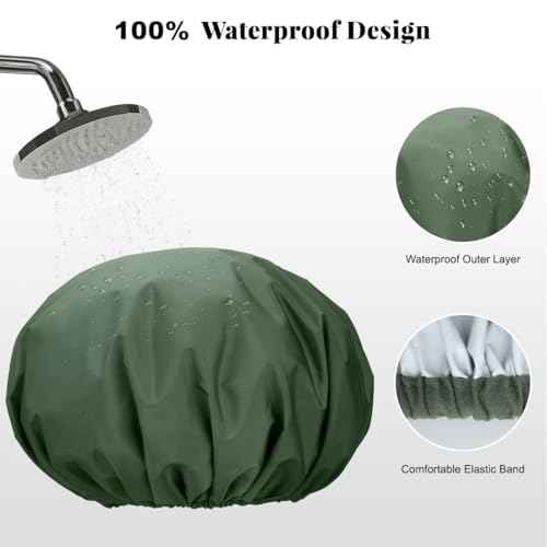 Reusable Shower Cap for Women, 3Pcs Hair Cap for Shower, Waterproof Shower Cap with Elastic Band for Long, Thick or Curly Hair