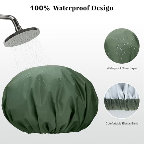 Reusable Waterproof Shower Cap for Women – 3 Pack