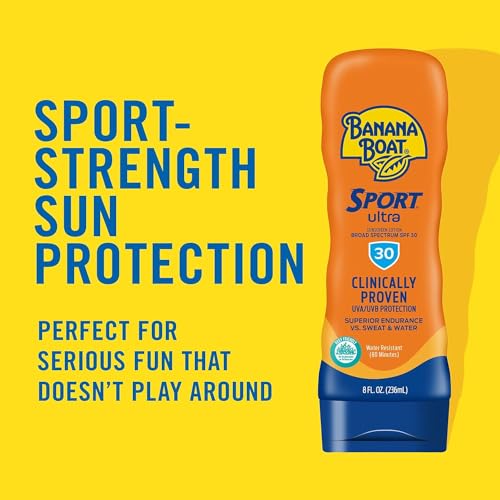 Banana Boat Water Resistant Sport Performance Broad Spectrum SPF 30 Sunscreen Lotion, Swim Splash Sport - Up to 80 Minutes Water Resistant, 8 Fl Oz (Pack of 2)