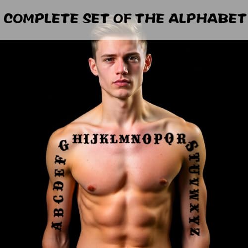 20 Sheet Letter Temporary Tattoos, Waterproof Fake Tattoos
