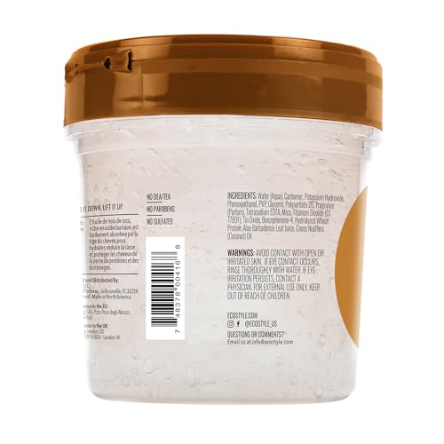 Ecoco Eco Style Gel - Coconut Oil - Adds Luster And Moisturizes Hair - Weightless Styling And Superior Hold - Prevents Breakage And Split Ends - Promotes Scalp Health - For All Hair Types - 16 Oz