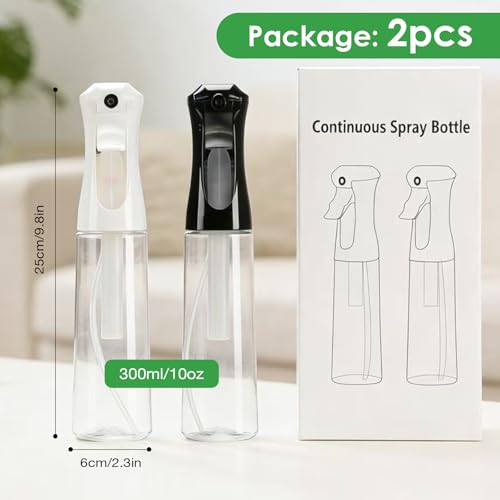 THINTON Continuous Fine Mist Spray Bottle (10oz) - 2 Pack
