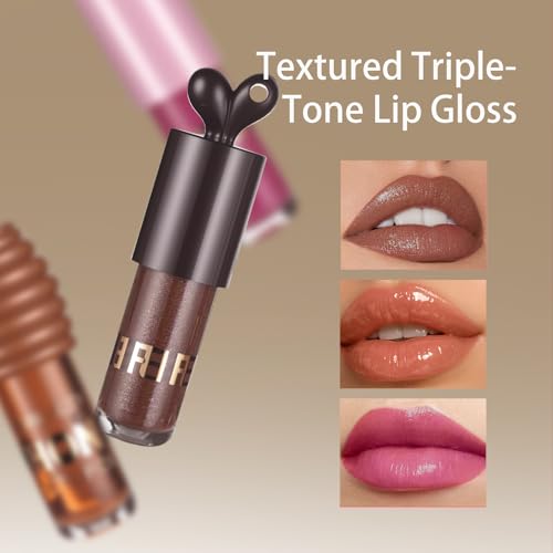 3PCS Bunny Lip Gloss Set, Chocolate + Rose + Honey, Nourishing Tinted Lip Oil For A High-shine Finish, Keychain Honey Lip Oil for Lip Care and Dry Lips