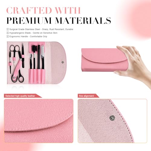 8-Piece Eyebrow Grooming Kit with Tweezers & Scissors