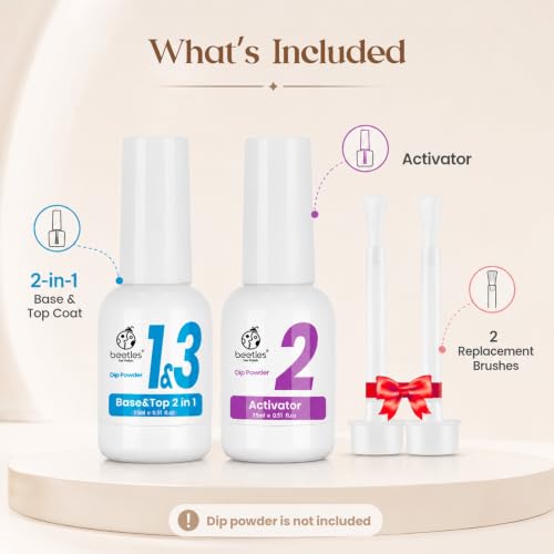 Beetles 2-in-1 Dip Powder Liquid Set - Base & Top Coat with Activator