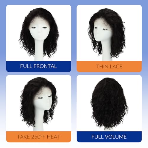 WORLDSTAR 14 Inch Natural Black Lace Front Human Hair Wigs 120g 532