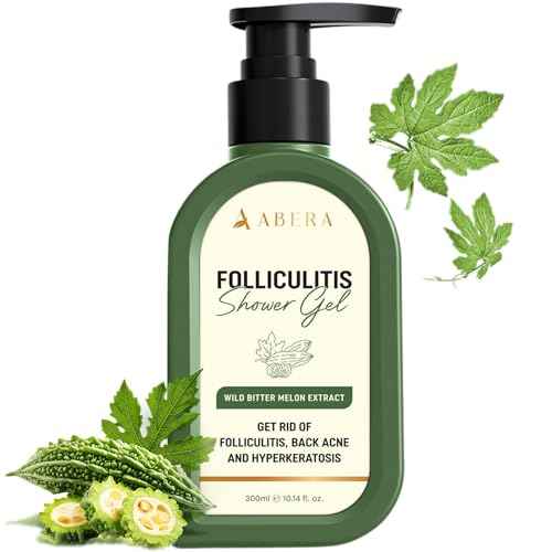 ABERA High-Performance Folliculitis Body Wash with Wild Bitter Melon Extract, BHA Shower Gel, Reduces Back Acne & Keratosis Pilaris, Folliculitis Treatment, Acne Body Wash for Sensitive Skin, 10.14 oz