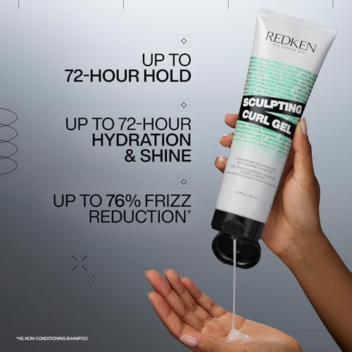Redken Sculpting Curl Gel - 72-Hour Strong Hold, Crunch-Free & Flake-Free, Helps Tame Frizz