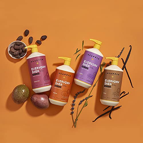 Alaffia EveryDay Shea Shampoo and Conditioner - Normal to Very Dry Hair, Gently Cleanses, Moisturizes, Restores and Protects Hair with Certified Fair Trade Unrefined Shea Butter, Unscented, 32 Oz Each