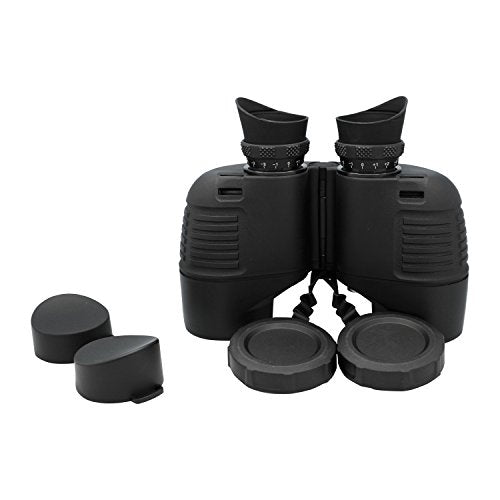 7x50 HD Waterproof Military Marine Binoculars w/Internal Rangefinder & Compass for Bird Watching,Boating and More(Black)