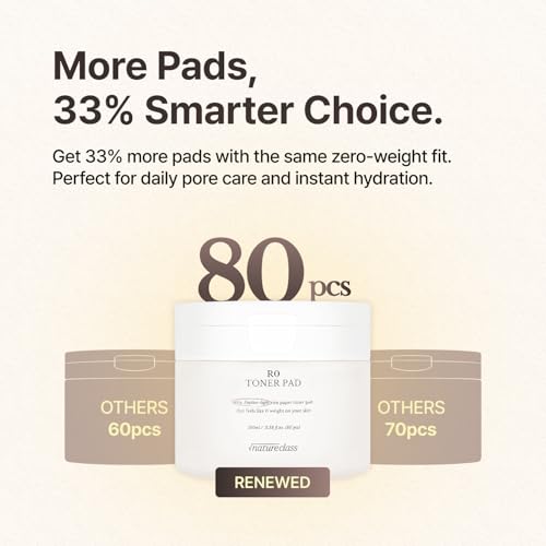 R0 Exfoliating Toner Pads ? Hydrating Face Pads for Pore Care, Hyaluronic Acid, Korean Skin Care, Sensitive Dry Skin, Rice Water, Vegan, 80 Count