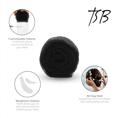 TSB Hair Filler Volume Bun Maker - All-Day Hold Black 75"