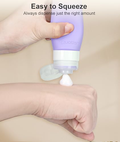 Quatish Purple Travel Bottles 6 Pack - Leakproof TSA Approved 3oz Toiletry Containers