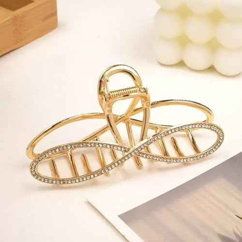 2-Pack Rhinestones Hair Claw Clip for Women, Large Gold and Sliver Metal Elegant Hair Clips Grils Bling Bow Shaped Claw Clip Hair Accessories