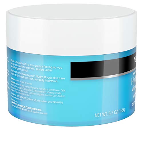 Neutrogena Hydro Boost Hydrating Whipped Body Balm with Hyaluronic Acid, Non-Greasy and Fast-Absorbing Balm for Dry to Extra Dry Skin, Paraben-Free, 6.7 oz