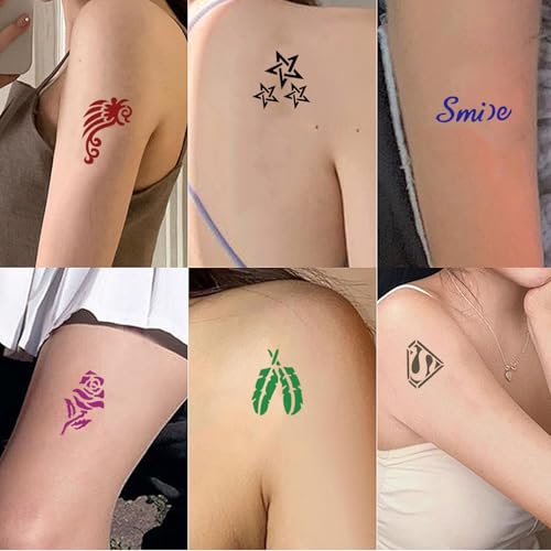 Temporary Tattoo Kit with 95 Stencils & 6 Color Inks
