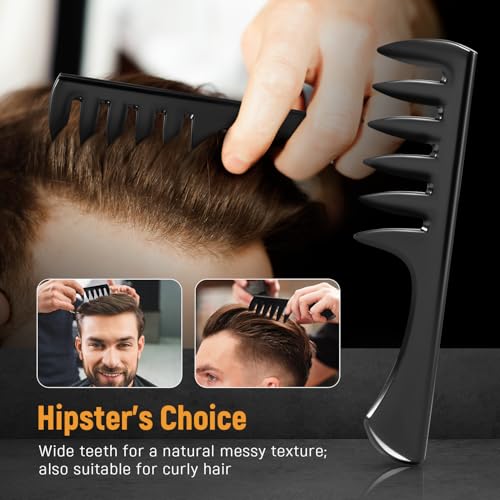 Stylemate 3-Piece Men's Hair Styling Comb Set – Wide Tooth & Fine