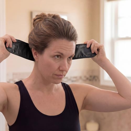 12 Pack Adjustable Spa Headbands for Face Washing & Makeup - Black