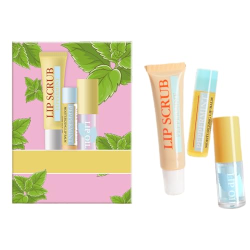 Lip Plumping Oil Balm Set with Scrub - Vitamin E & Fruit Extracts