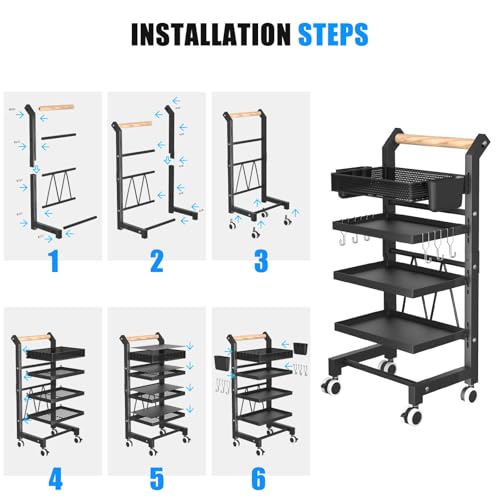 Esthetician Cart with Wheels Salon Tray Cart Salon Rolling Trolley, Hair Styling Salon Trolley Cart, Rolling Storage Cart Utility Cart with Extra Hanging Cups and Hook Handles Lockable Wheels