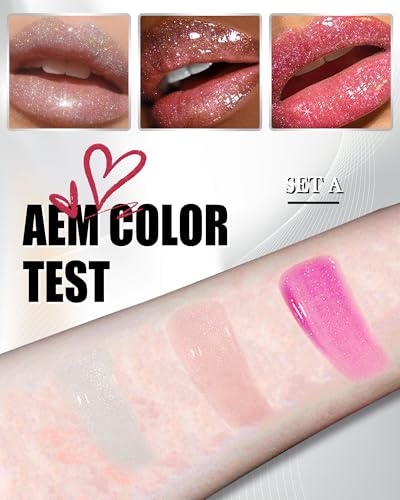 Glitter Lip Gloss Set 3-Piece Shimmer Tinted Lip Oil